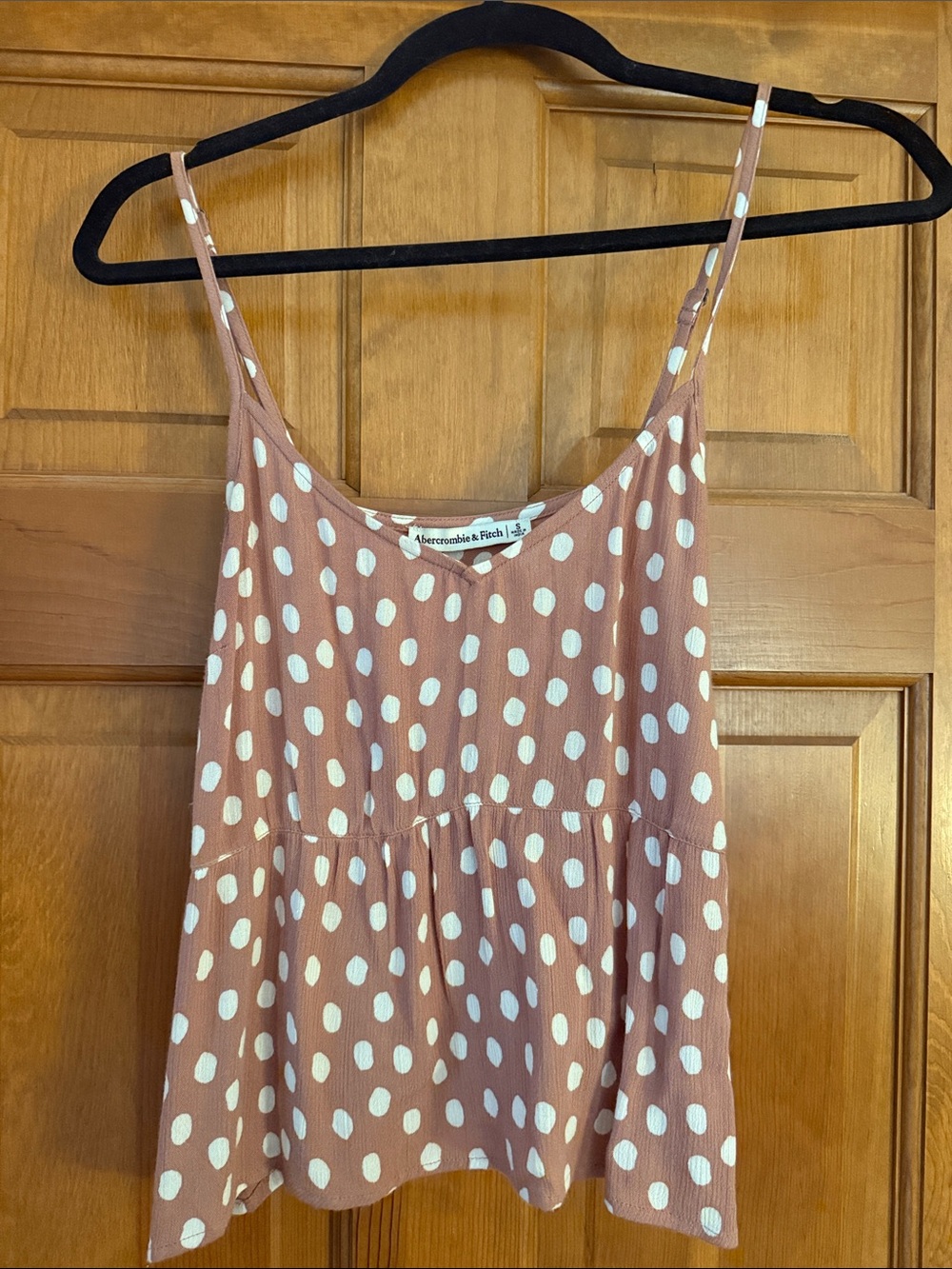 Abercrombie & Fitch Dusty Rose Polka Dot Spaghetti Strap Tank